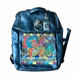 NEW! Retro Lion Embroidered Laptop Backpack Unisex